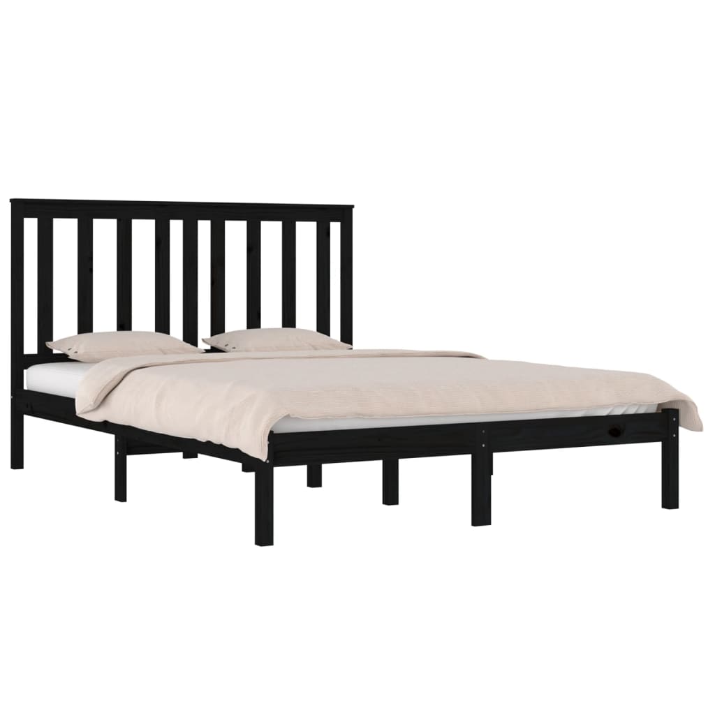 Cadre de lit sans matelas noir bois massif 140x190 cm - XIOS
