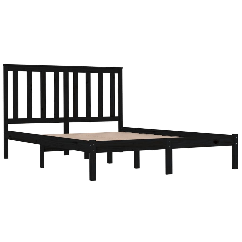 Cadre de lit sans matelas noir bois massif 140x190 cm - XIOS