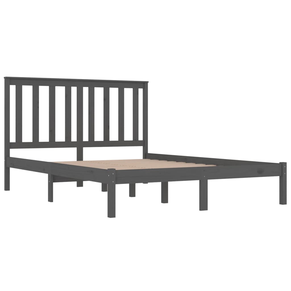 Cadre de lit sans matelas gris bois massif 200x200 cm - XIOS