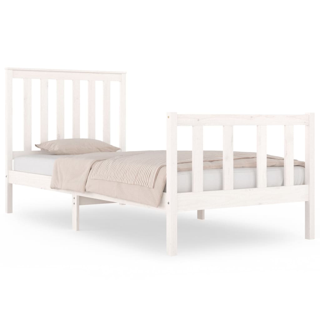 Cadre de lit sans matelas blanc bois massif - XIOS