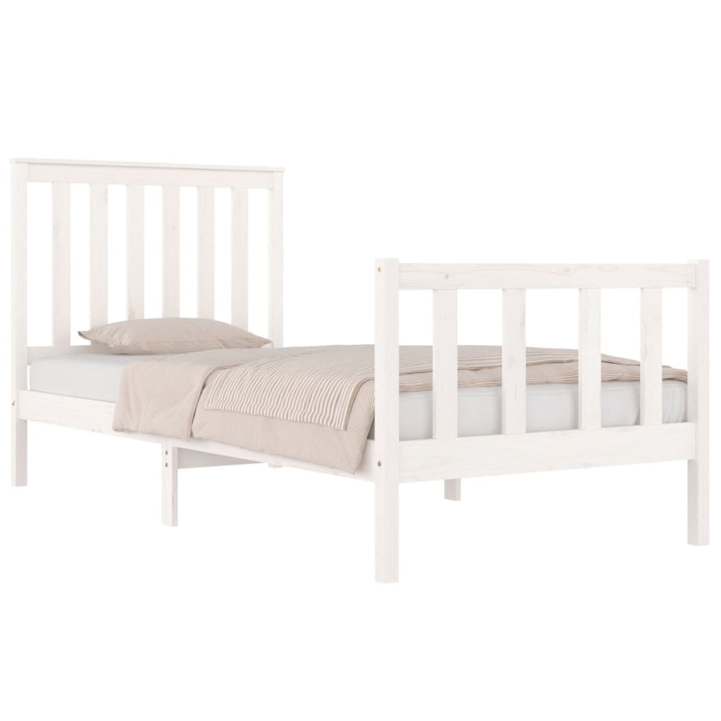 Cadre de lit sans matelas blanc bois massif - XIOS