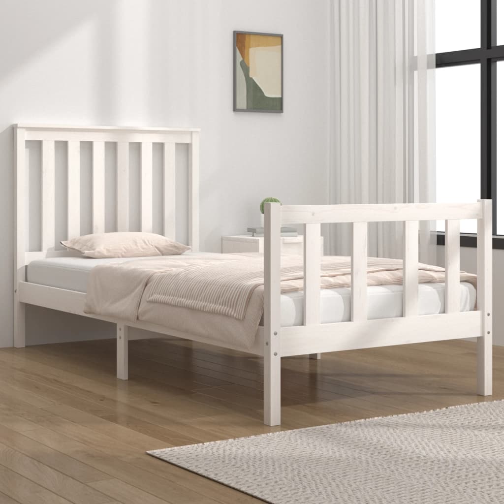 Cadre de lit sans matelas blanc bois massif - XIOS