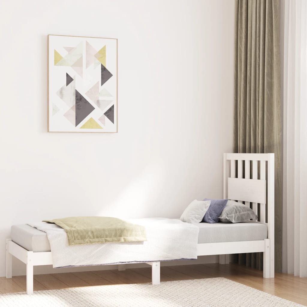 Cadre de lit sans matelas blanc bois massif - XIOS