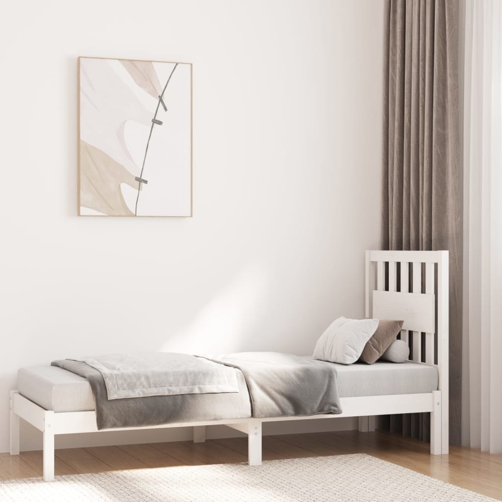 Cadre de lit sans matelas blanc bois massif - XIOS