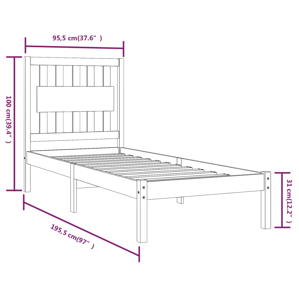 Cadre de lit sans matelas bois massif - XIOS