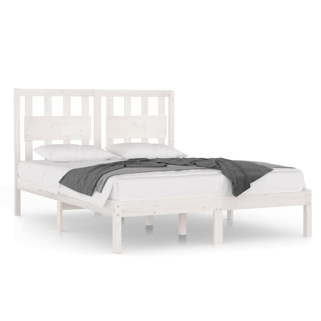 Cadre de lit sans matelas blanc bois massif 140x190 cm - XIOS