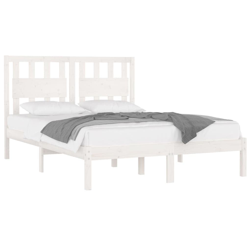 Cadre de lit sans matelas blanc bois massif 140x190 cm - XIOS
