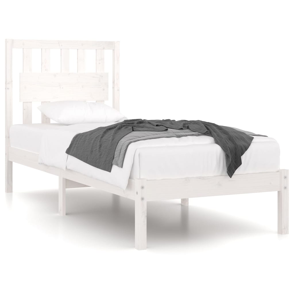 Cadre de lit sans matelas blanc bois massif 90x200 cm - XIOS