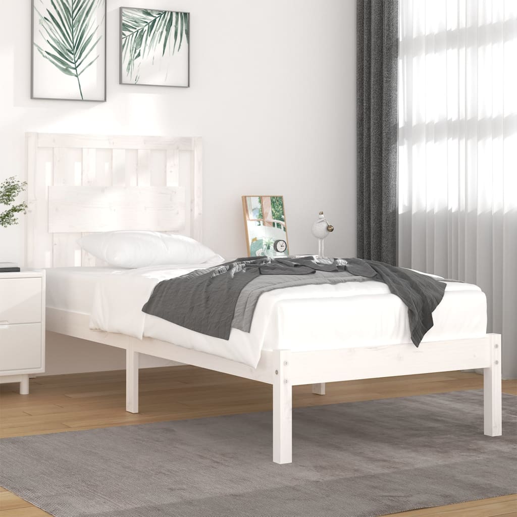 Cadre de lit sans matelas blanc bois massif 90x200 cm - XIOS