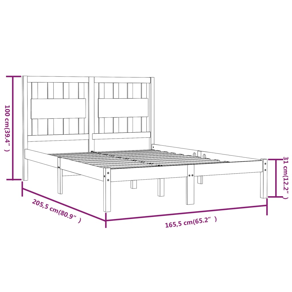 Cadre de lit sans matelas bois de pin massif 160x200 cm - XIOS