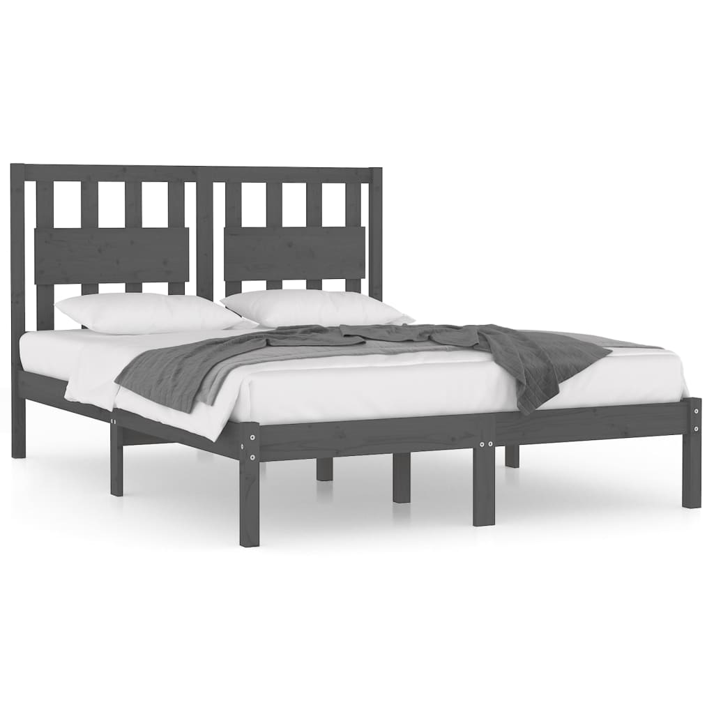 Cadre de lit sans matelas gris bois massif 200x200 cm - XIOS