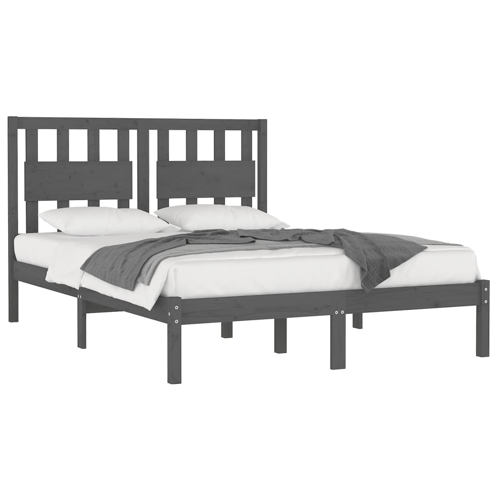 Cadre de lit sans matelas gris bois massif 200x200 cm - XIOS