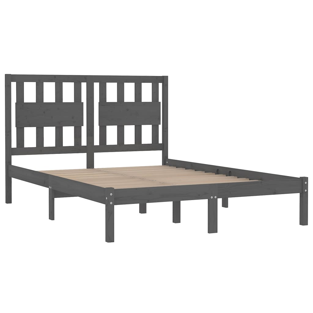Cadre de lit sans matelas gris bois massif 200x200 cm - XIOS