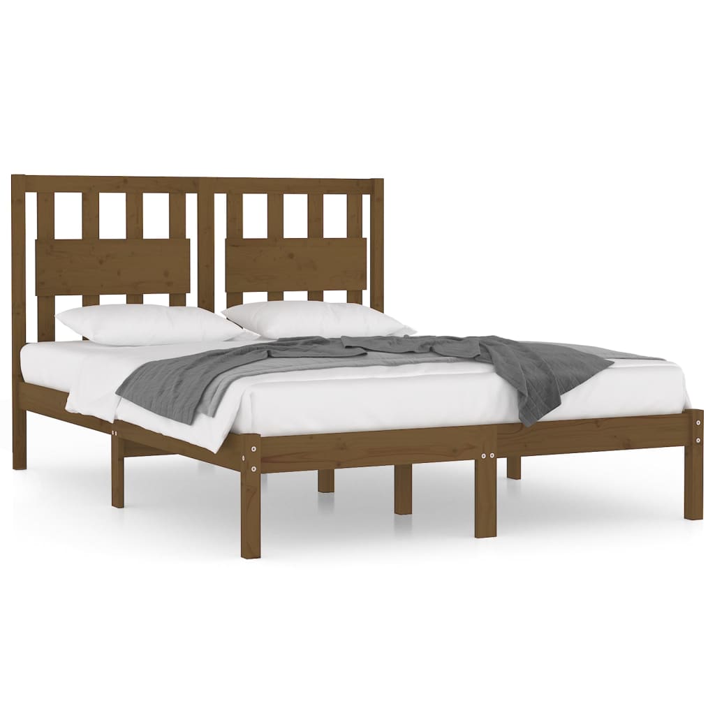 Cadre de lit sans matelas marron miel bois massif 200x200 cm - XIOS