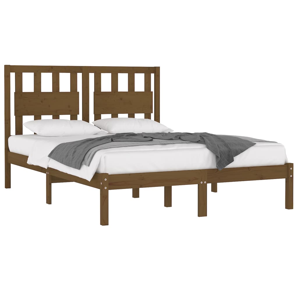 Cadre de lit sans matelas marron miel bois massif 200x200 cm - XIOS