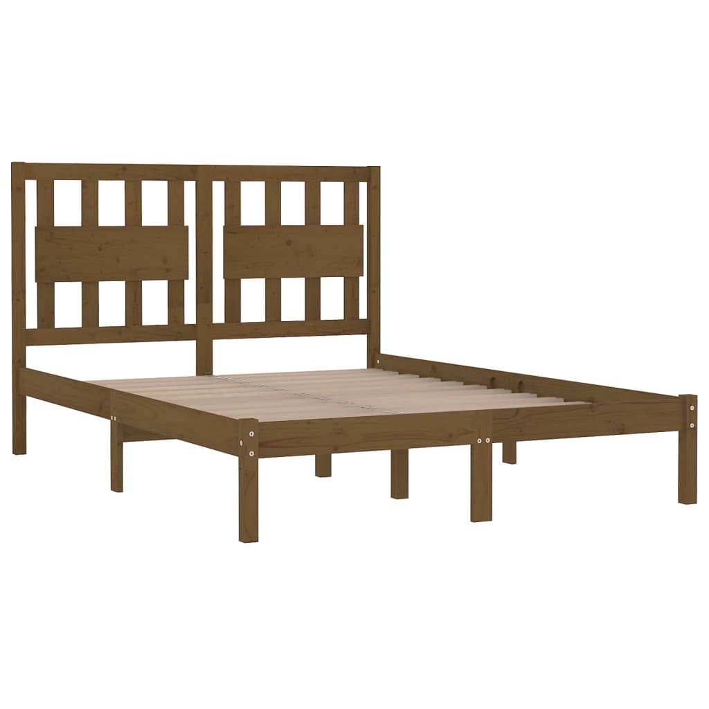 Cadre de lit sans matelas marron miel bois massif 200x200 cm - XIOS