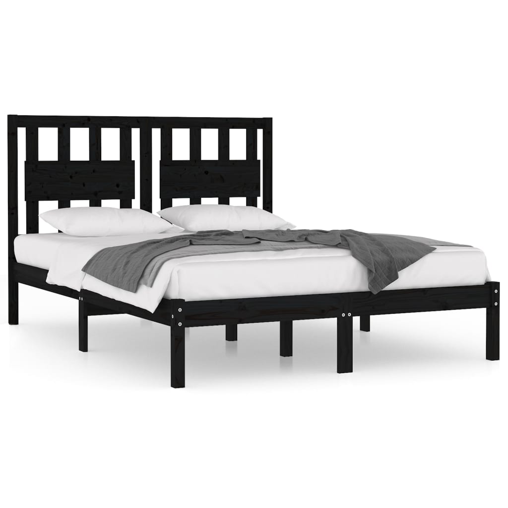 Cadre de lit sans matelas noir bois massif 200x200 cm - XIOS