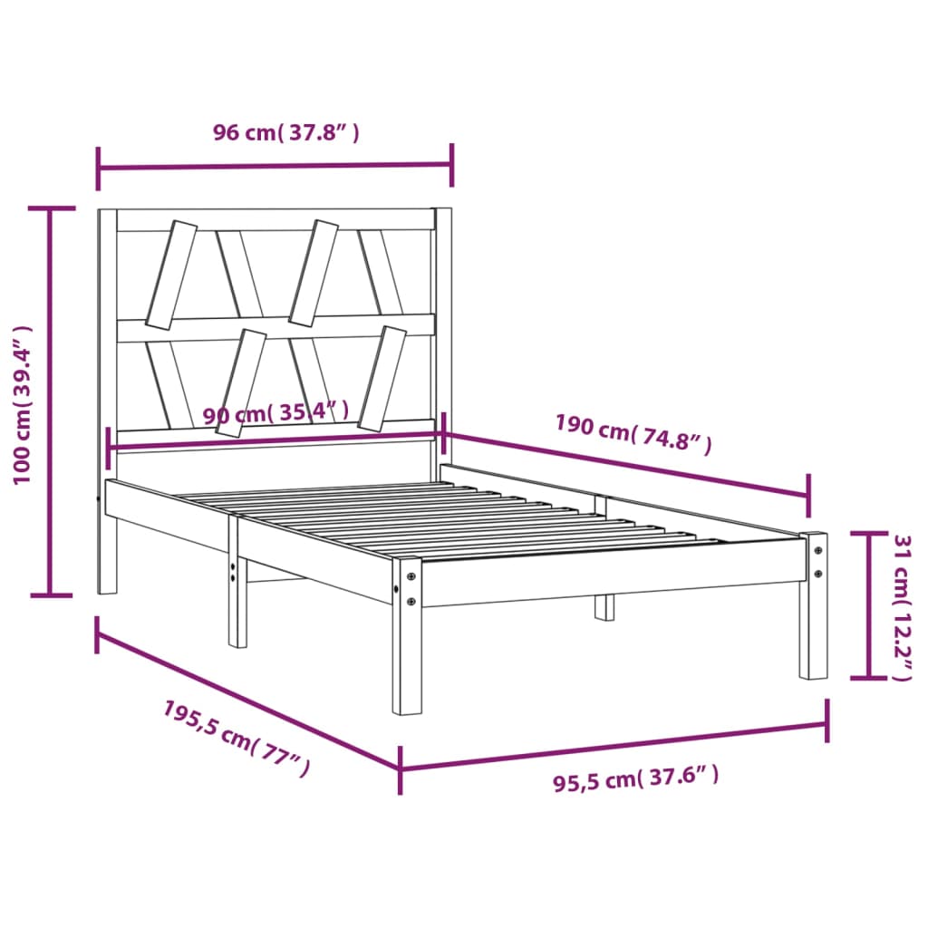 Cadre de lit sans matelas bois massif - XIOS