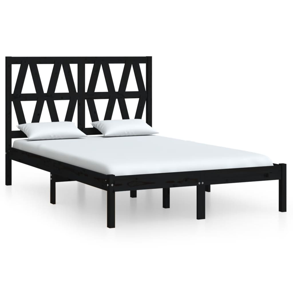 Cadre de lit sans matelas noir bois massif 140x190 cm - XIOS