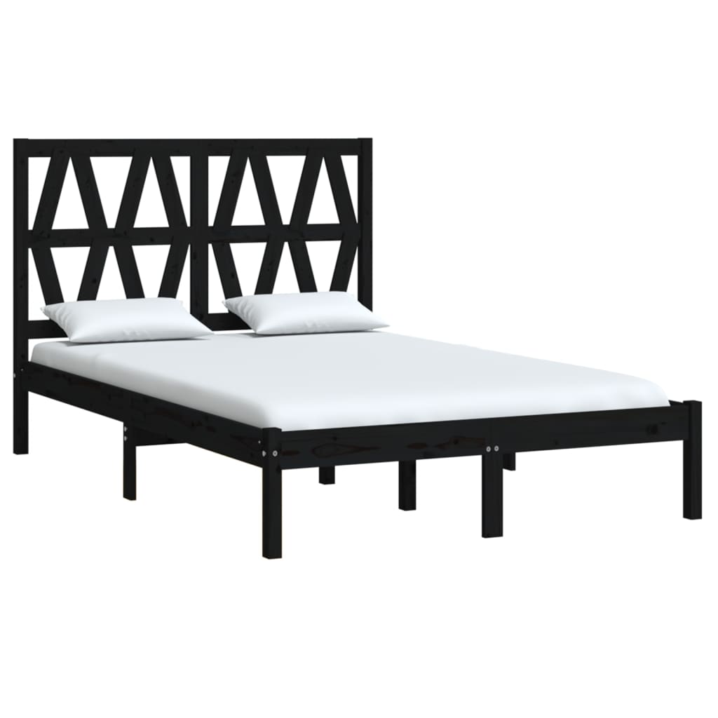 Cadre de lit sans matelas noir bois massif 140x190 cm - XIOS