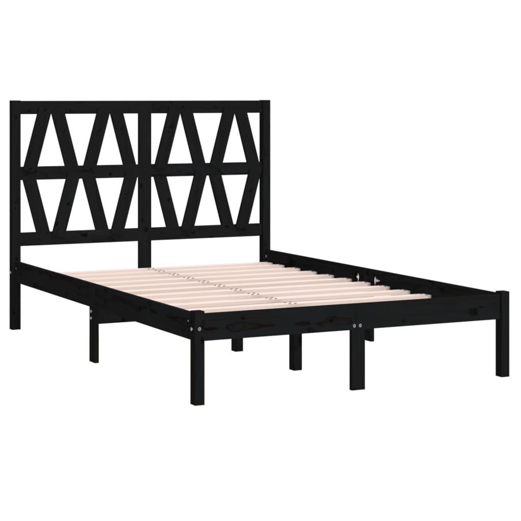 Cadre de lit sans matelas noir bois massif 140x190 cm - XIOS