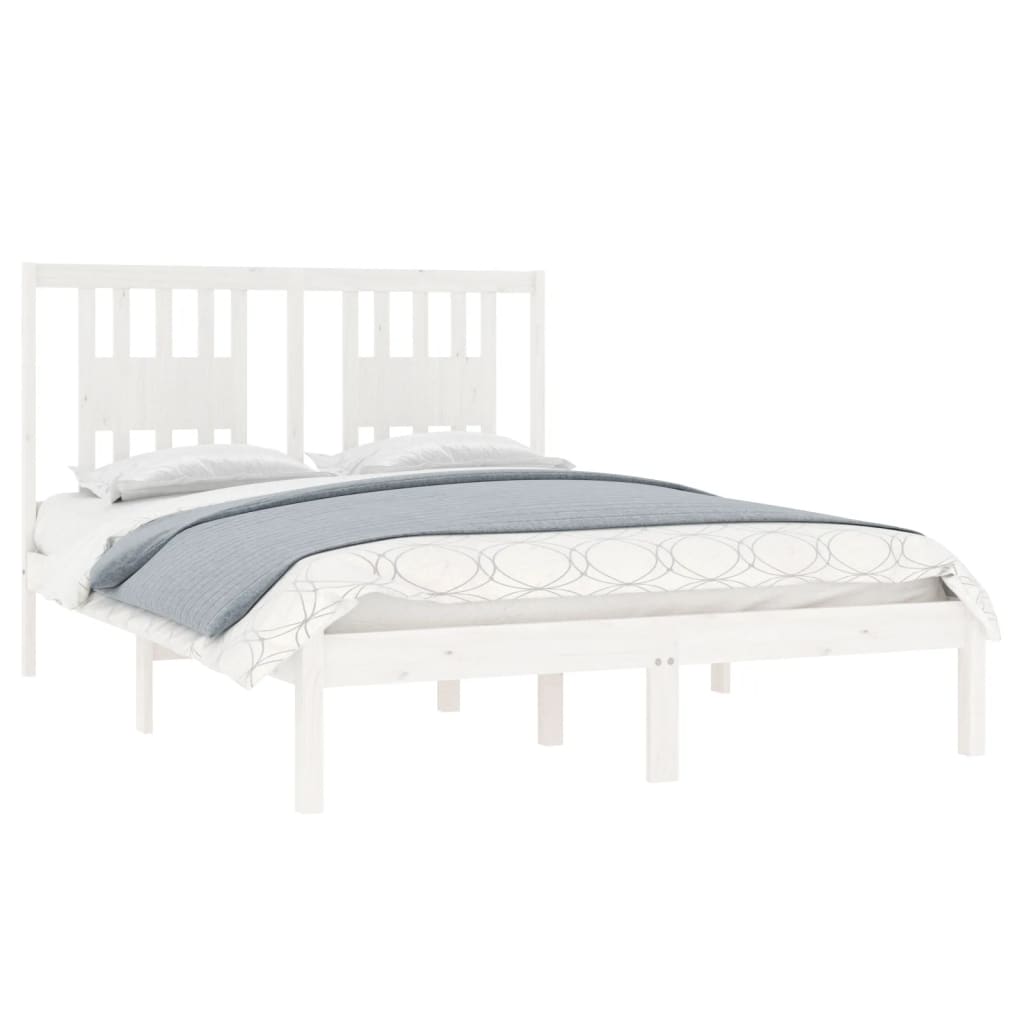 Cadre de lit sans matelas blanc bois massif 140x190 cm - XIOS