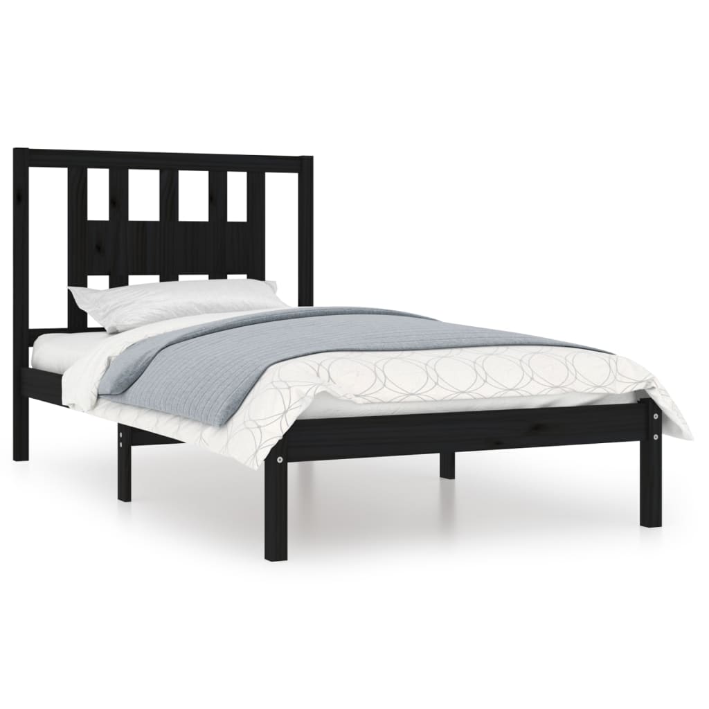 Cadre de lit sans matelas noir bois massif 100x200 cm - XIOS