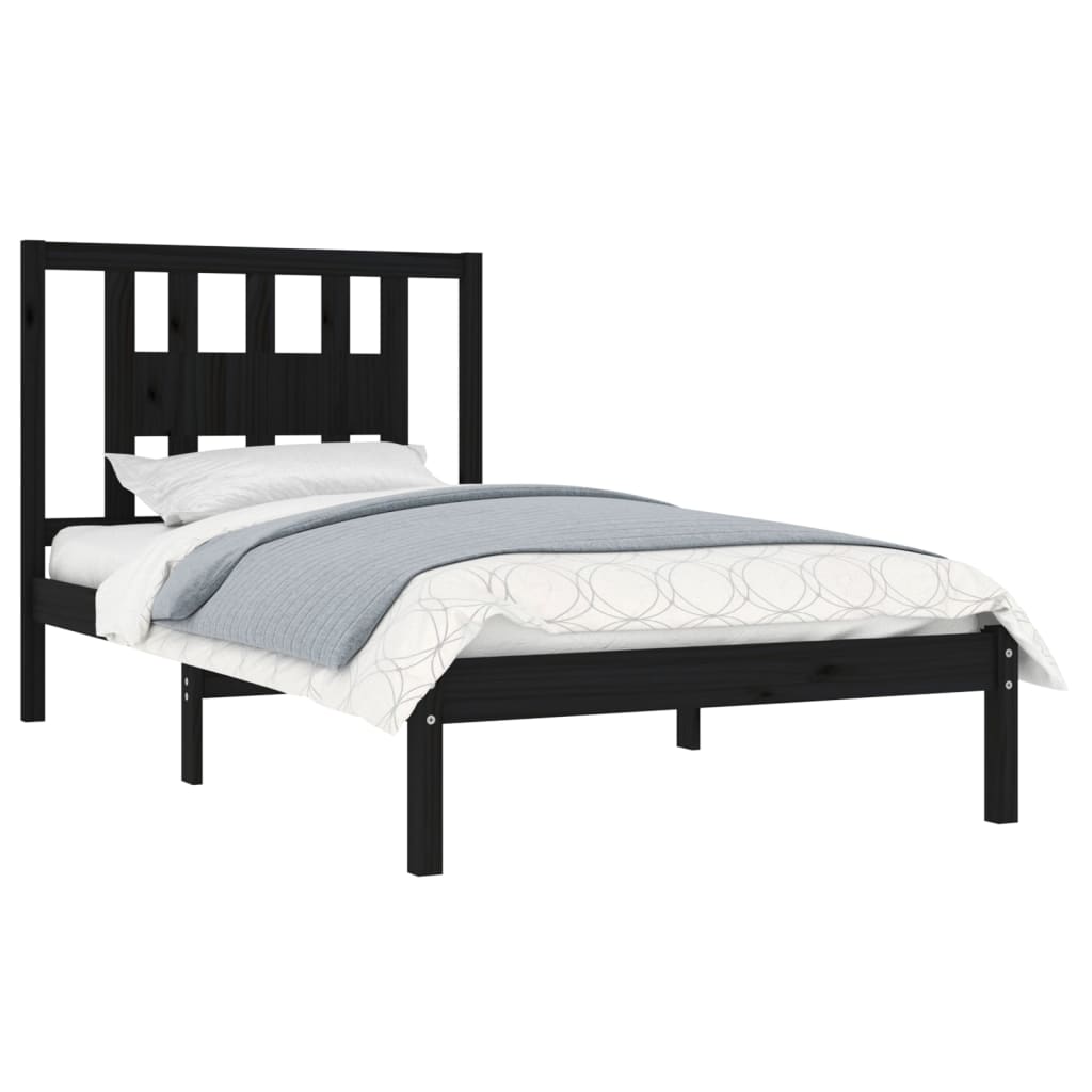 Cadre de lit sans matelas noir bois massif 100x200 cm - XIOS