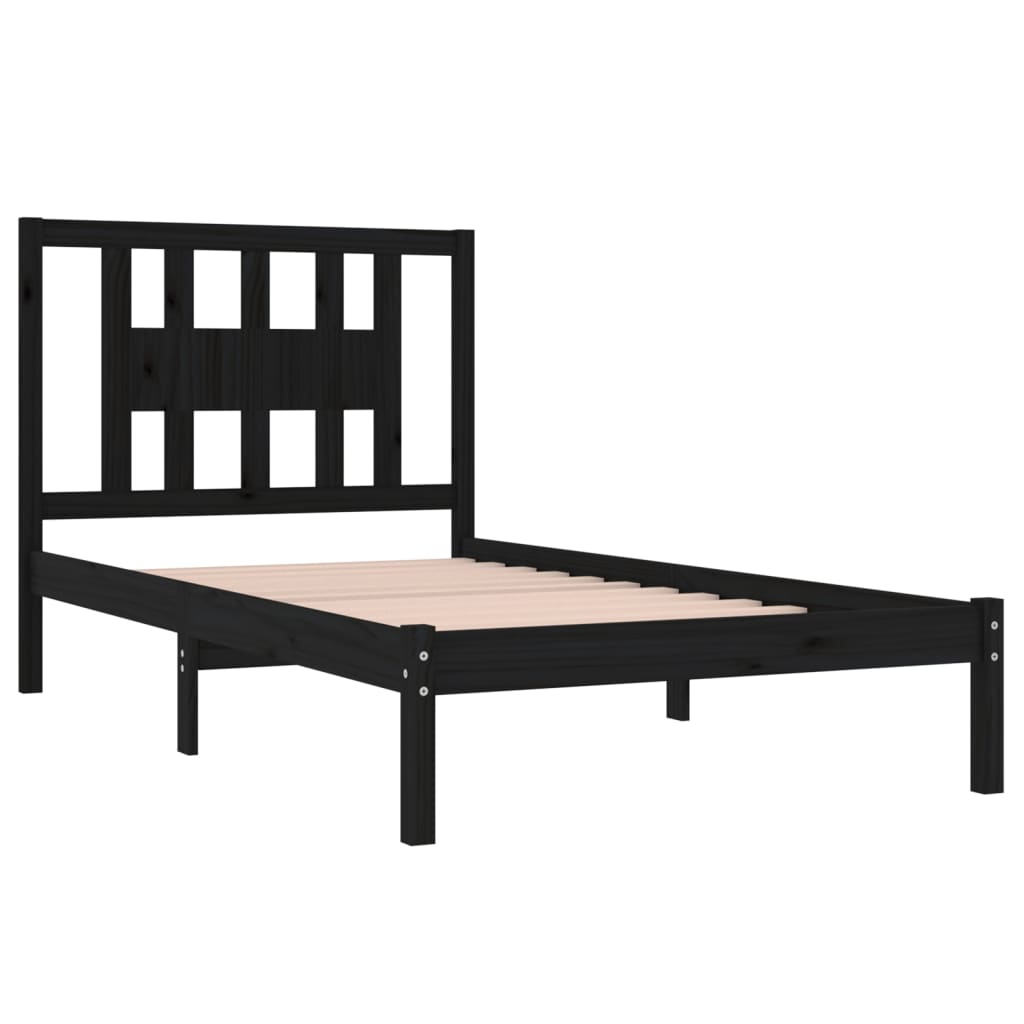 Cadre de lit sans matelas noir bois massif 100x200 cm - XIOS