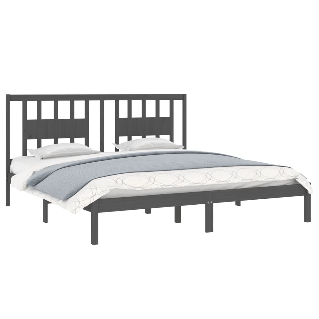 Cadre de lit sans matelas gris bois massif 200x200 cm - XIOS