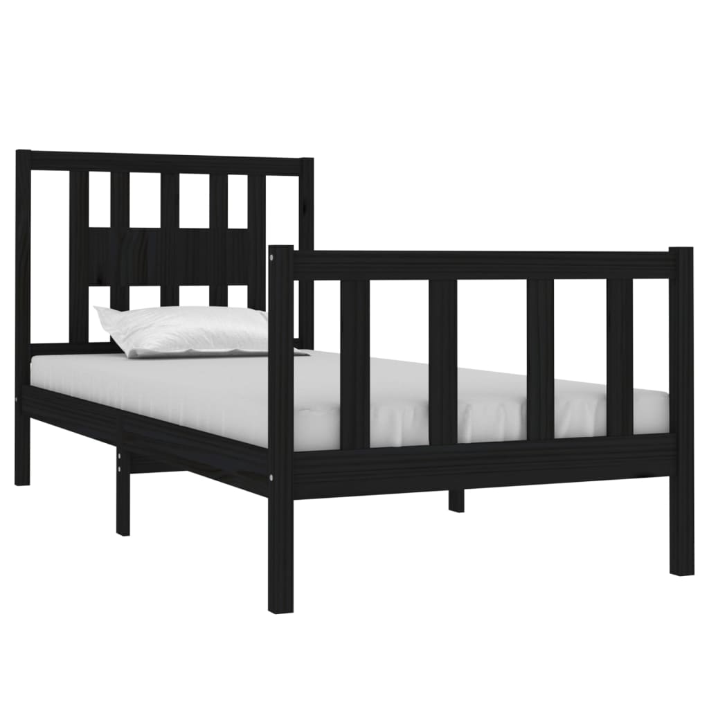 Cadre de lit sans matelas noir bois massif - XIOS