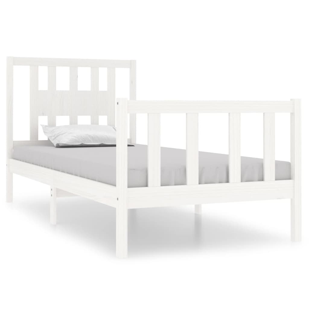 Cadre de lit sans matelas blanc bois massif 90x190 cm - XIOS