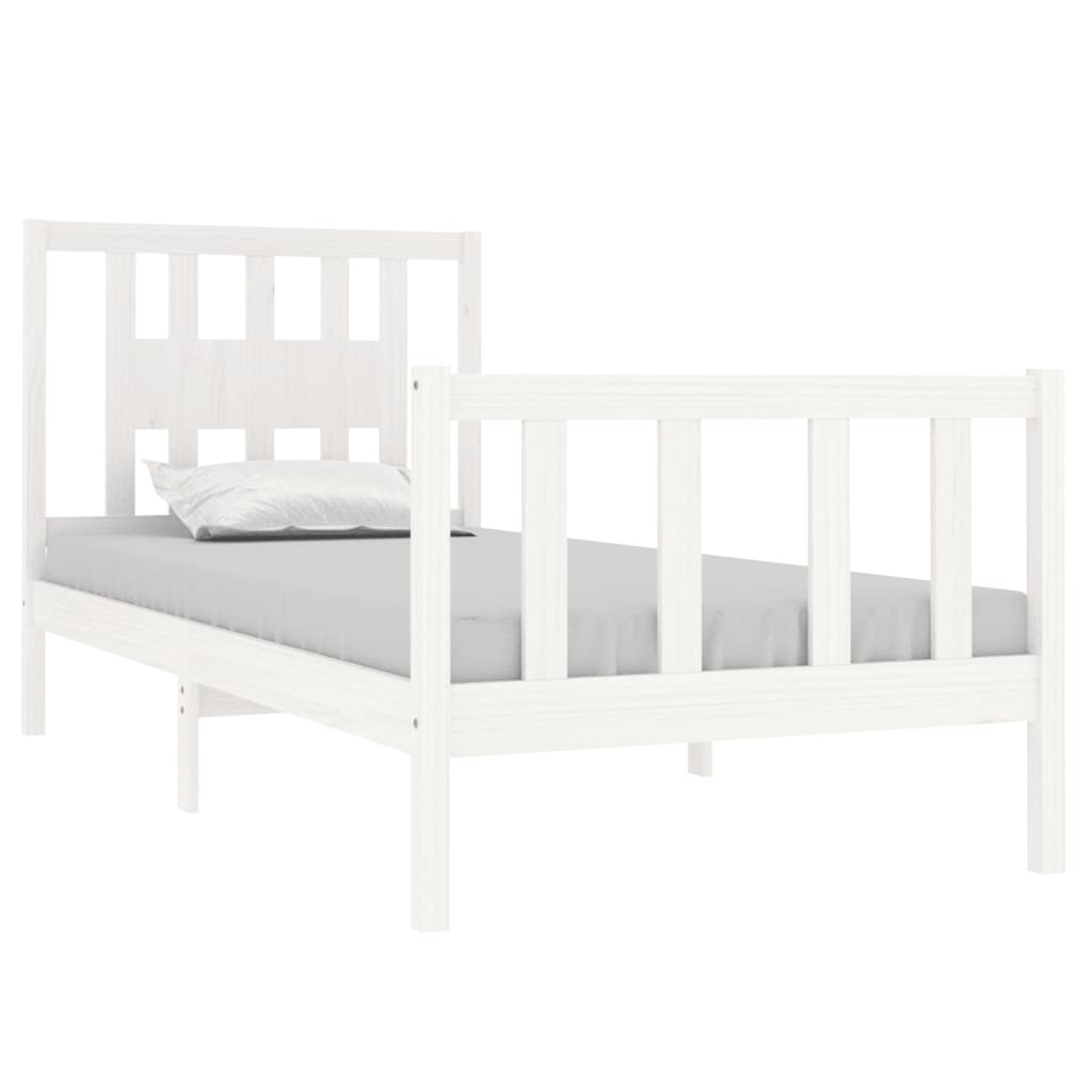 Cadre de lit sans matelas blanc bois massif 90x190 cm - XIOS