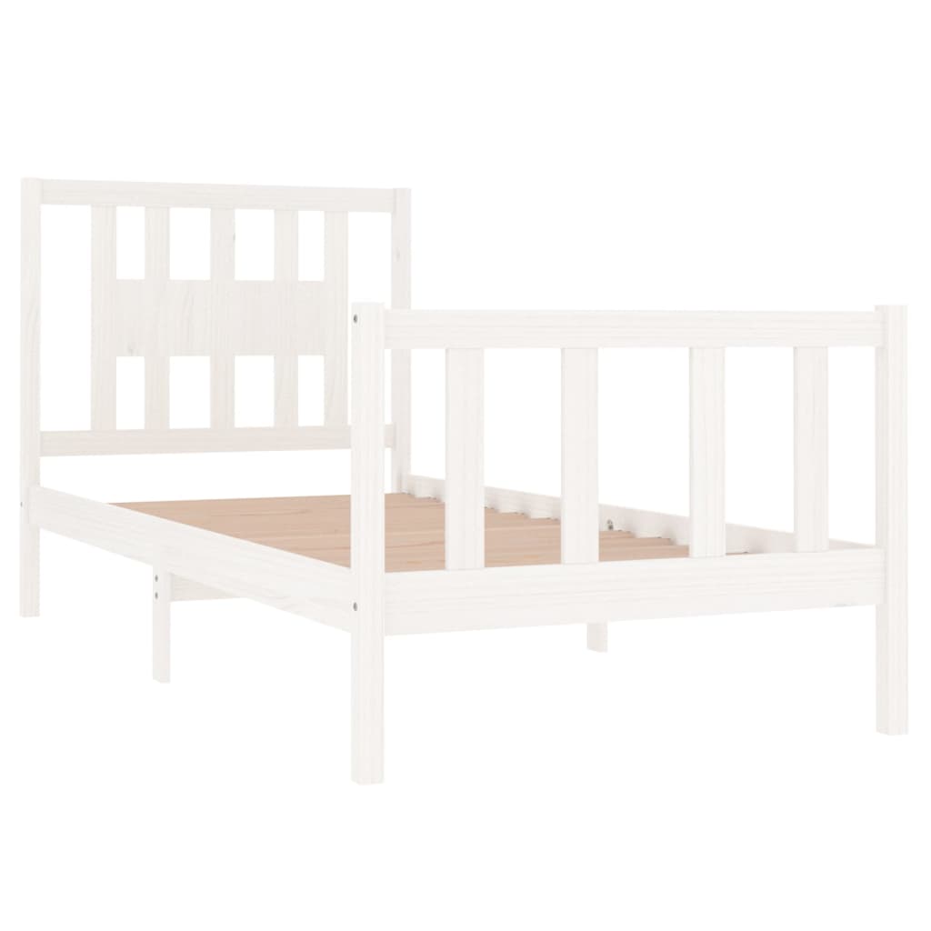 Cadre de lit sans matelas blanc bois massif 90x190 cm - XIOS