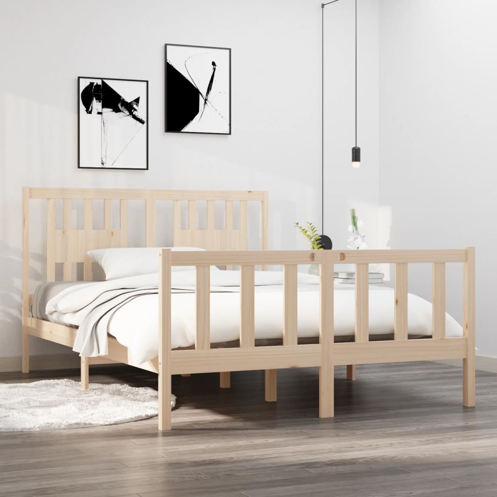 Cadre de lit sans matelas 135x190 cm bois massif - XIOS