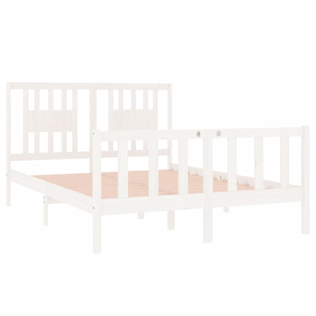 Cadre de lit sans matelas blanc 135x190 cm bois massif - XIOS