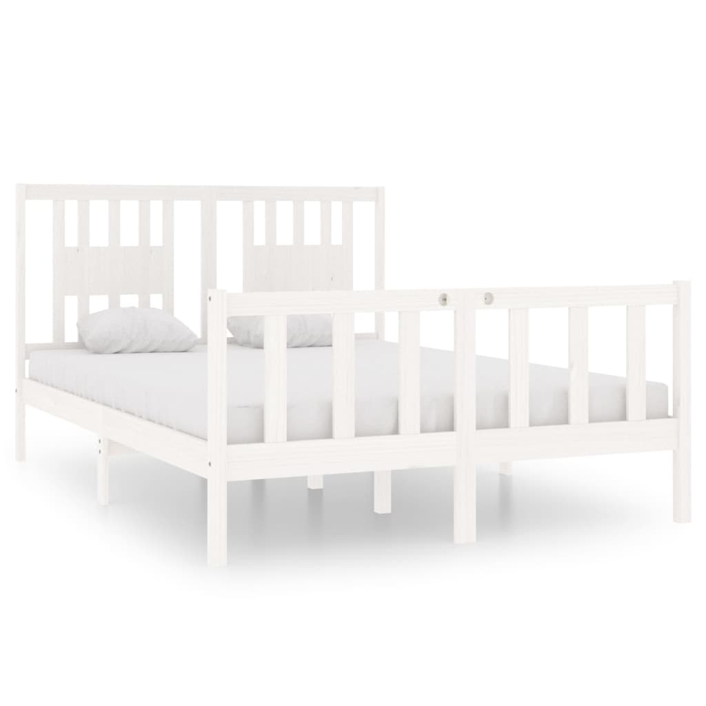 Cadre de lit sans matelas blanc 140x190 cm bois massif - XIOS