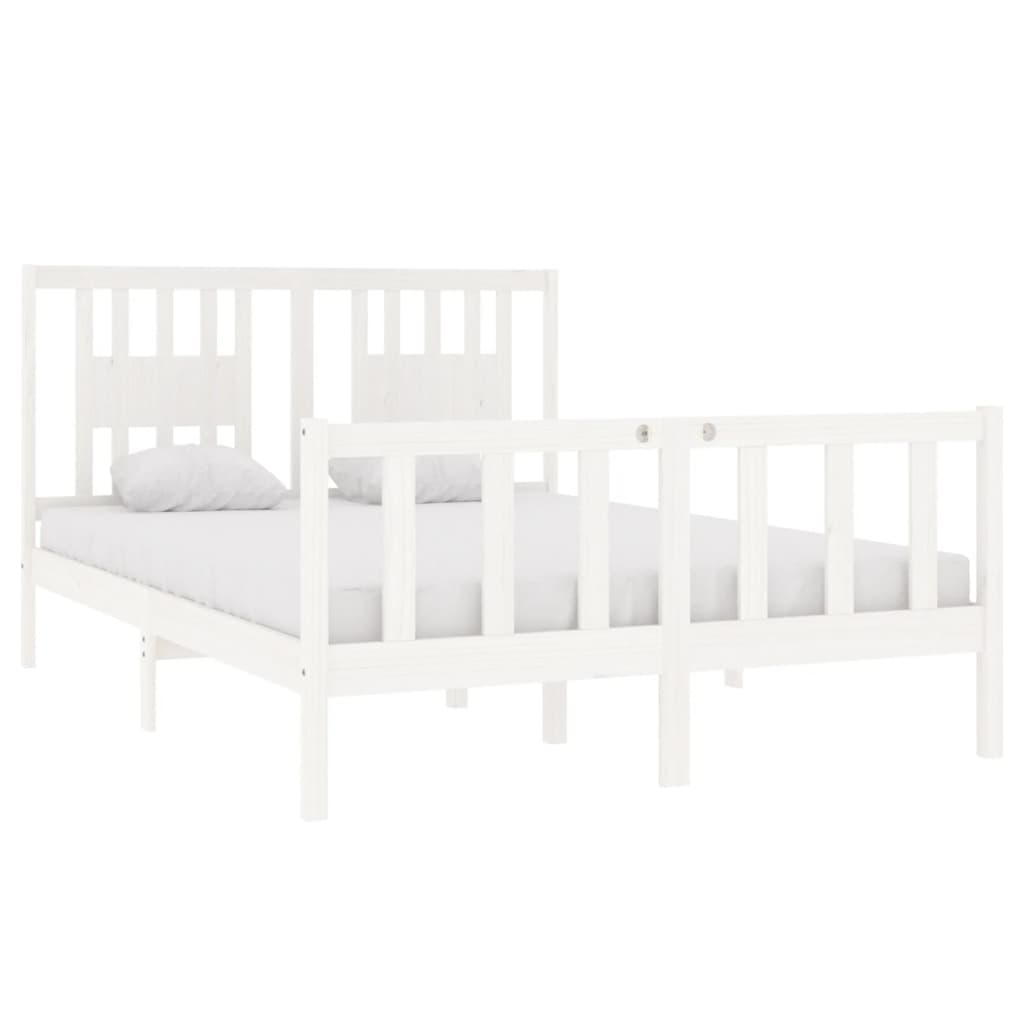 Cadre de lit sans matelas blanc 140x190 cm bois massif - XIOS