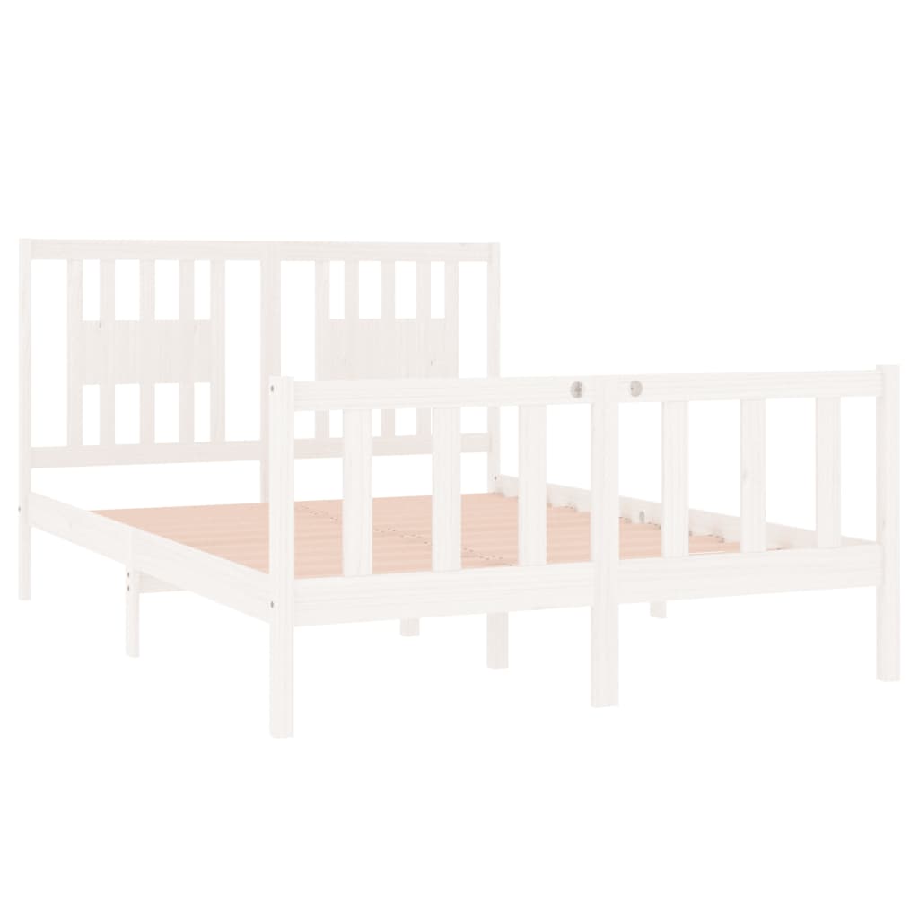 Cadre de lit sans matelas blanc 140x190 cm bois massif - XIOS