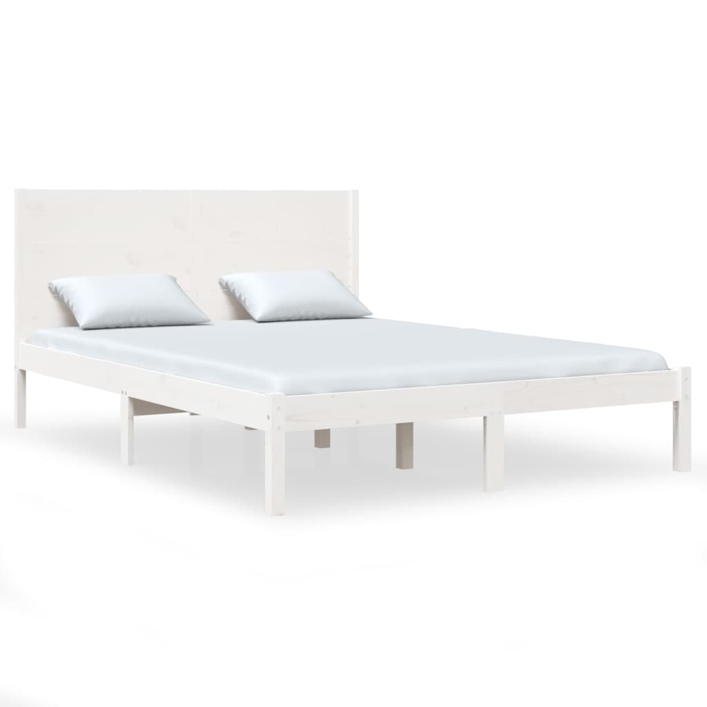 Cadre de lit sans matelas blanc 140x190 cm bois de pin massif - XIOS