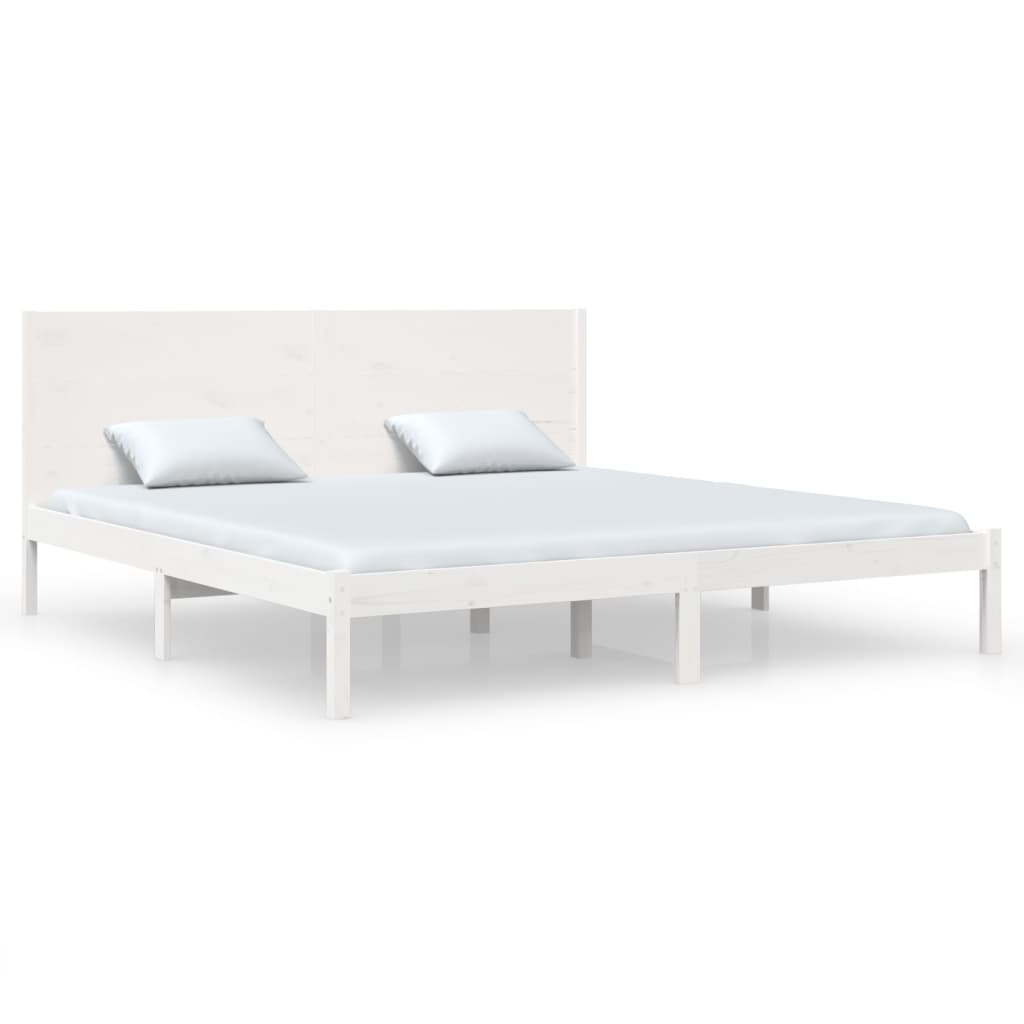 Cadre de lit sans matelas blanc 200x200 cm bois massif de pin - XIOS