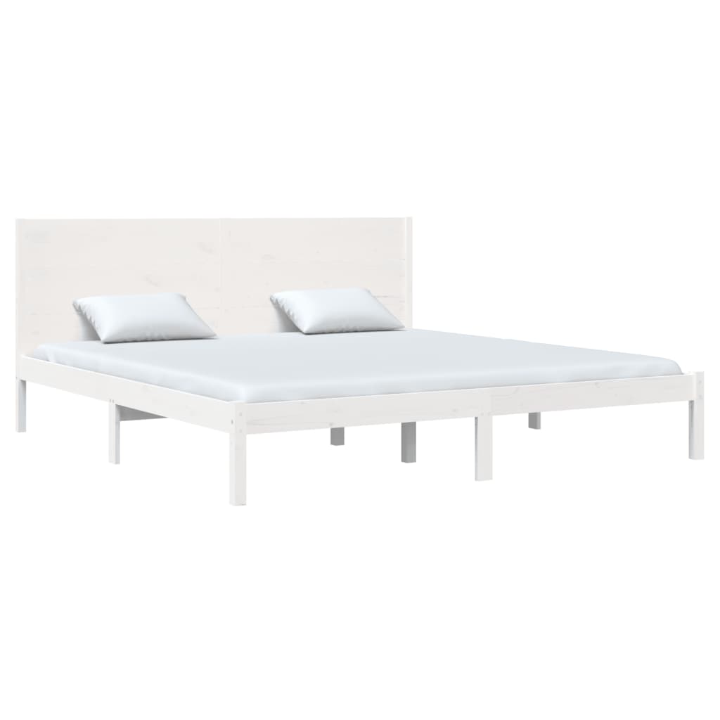 Cadre de lit sans matelas blanc 200x200 cm bois massif de pin - XIOS