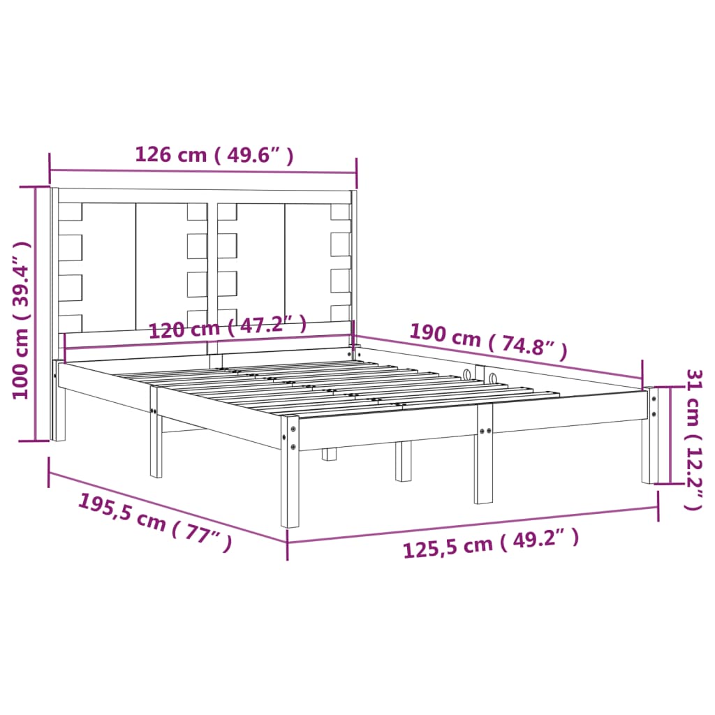 Cadre de lit sans matelas blanc 120x190 cm bois massif - XIOS