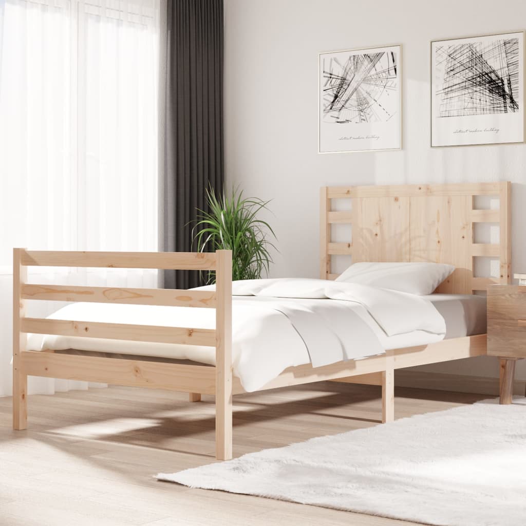 Cadre de lit sans matelas 75x190 cm bois de pin massif - XIOS