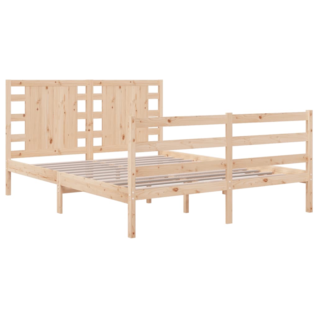 Cadre de lit sans matelas 135x190 cm bois de pin massif - XIOS