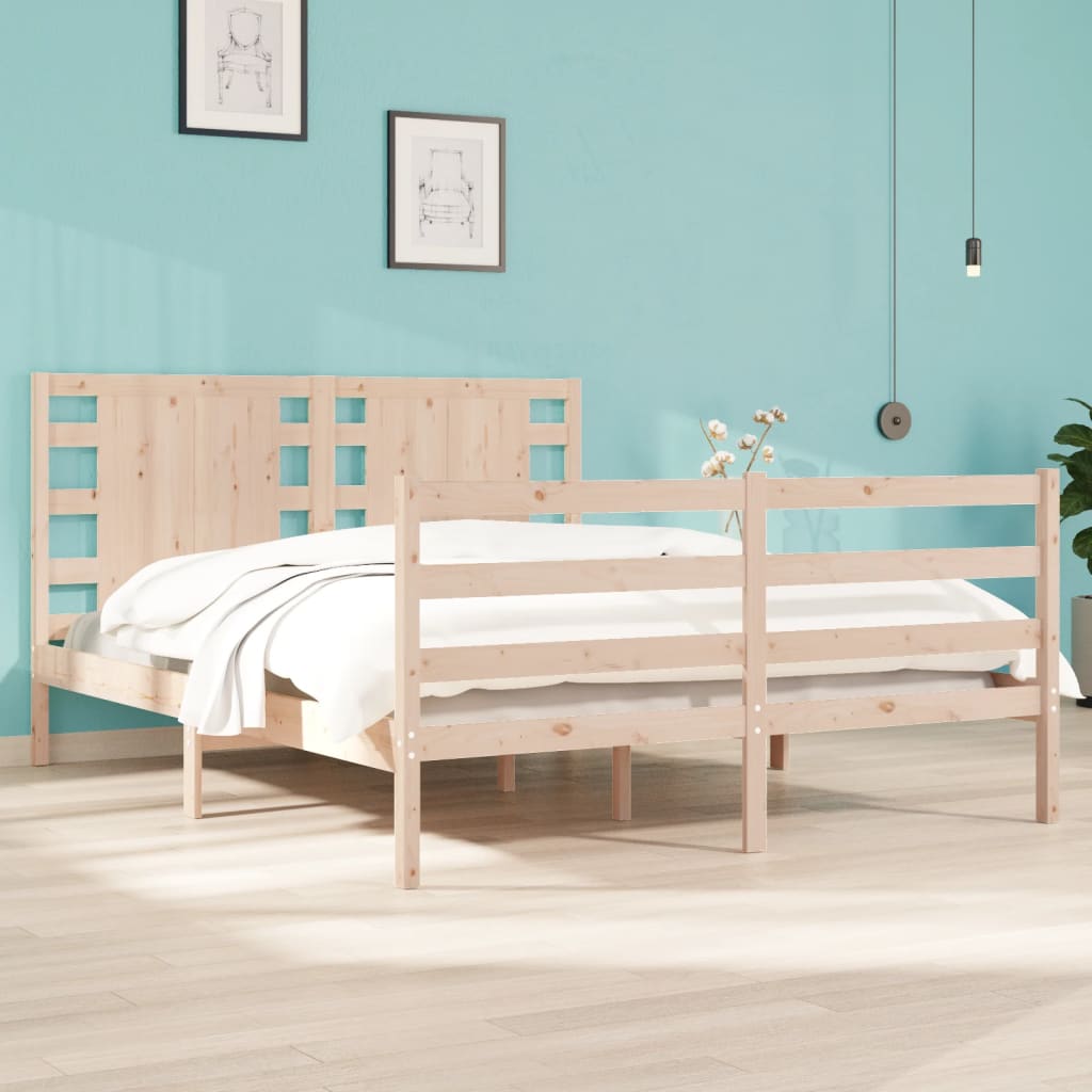 Cadre de lit sans matelas 135x190 cm bois de pin massif - XIOS