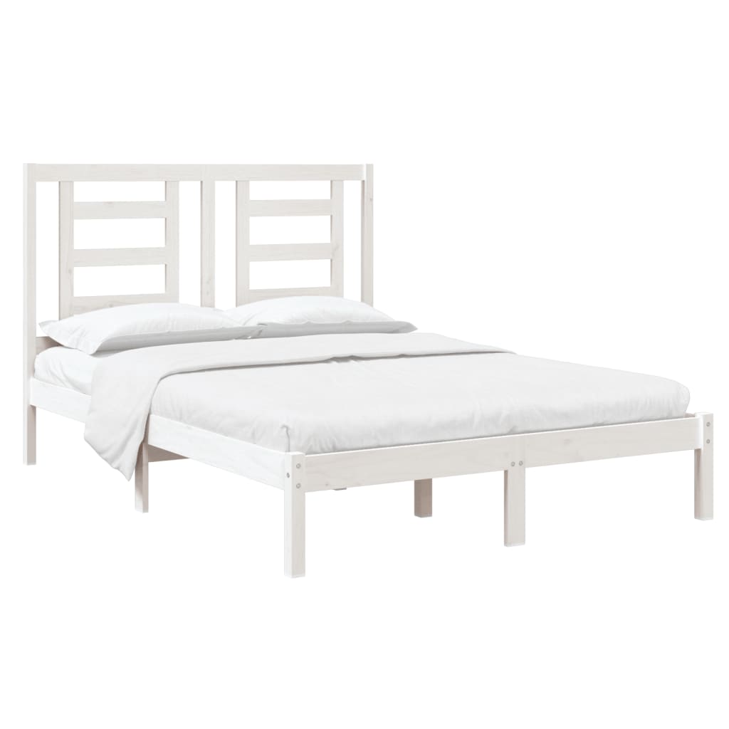 Cadre de lit sans matelas blanc 120x190 cm bois massif - XIOS