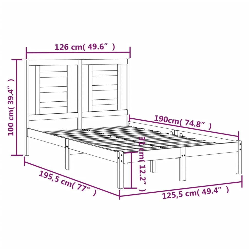 Cadre de lit sans matelas blanc 120x190 cm bois massif - XIOS