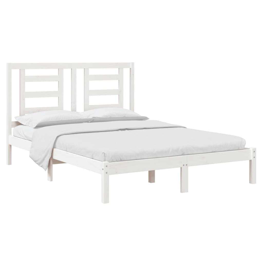 Cadre de lit sans matelas blanc 140x190 cm bois de pin massif - XIOS