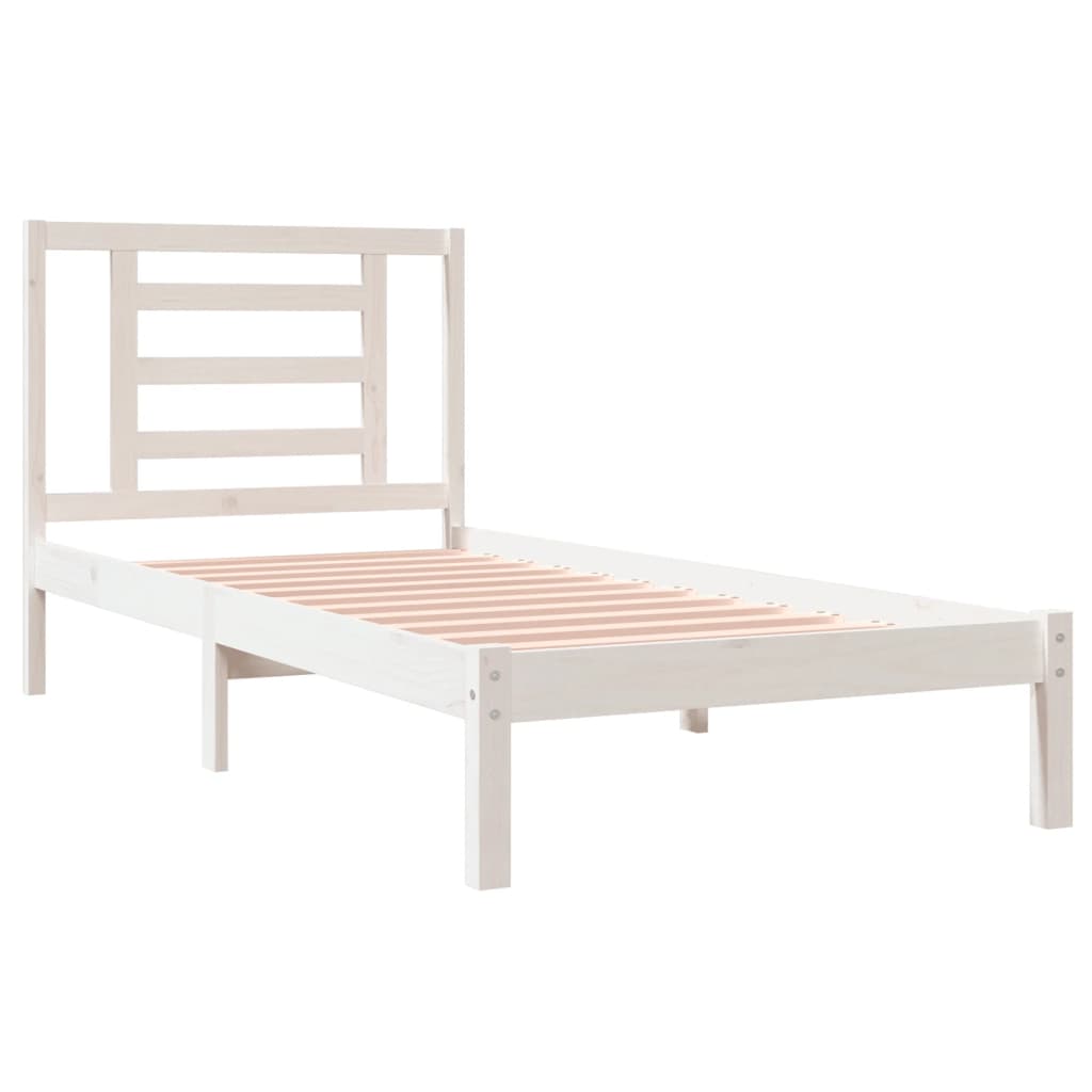 Cadre de lit sans matelas blanc 90x200 cm bois de pin massif - XIOS